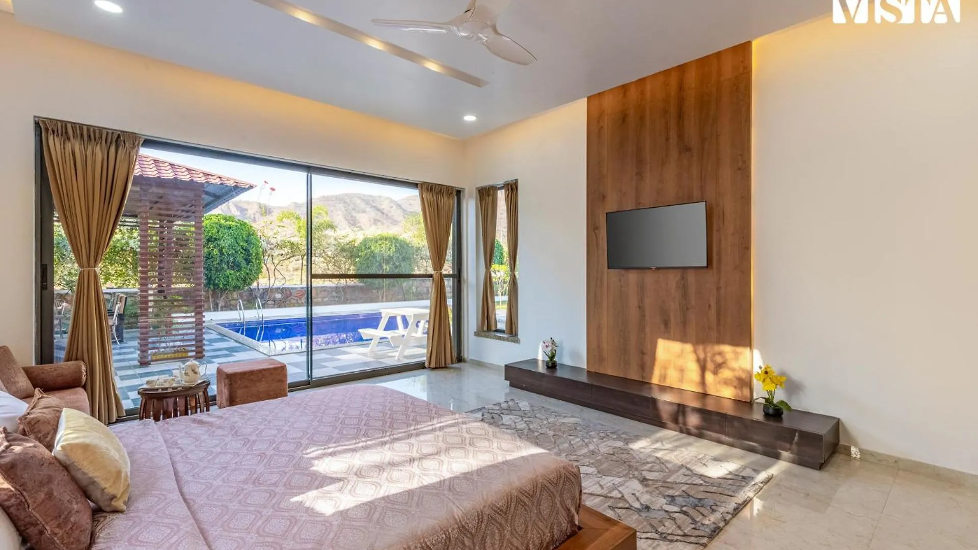 Villa Stayvista'S Bella Dream - Mountain-View With Outdoor Pool, Lawn Featuring A Gazebo & Indoor Games Udaipur